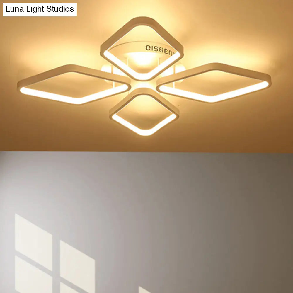 Modern Led White Rhombus Ceiling Flush Mount Light In White/Warm 20’/21’ Wide / 21’ Warm