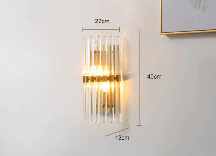 Modernes Licht Luxus Kristall LED Schlafzimmer Nachttischlampe Kupfer Wandleuchte