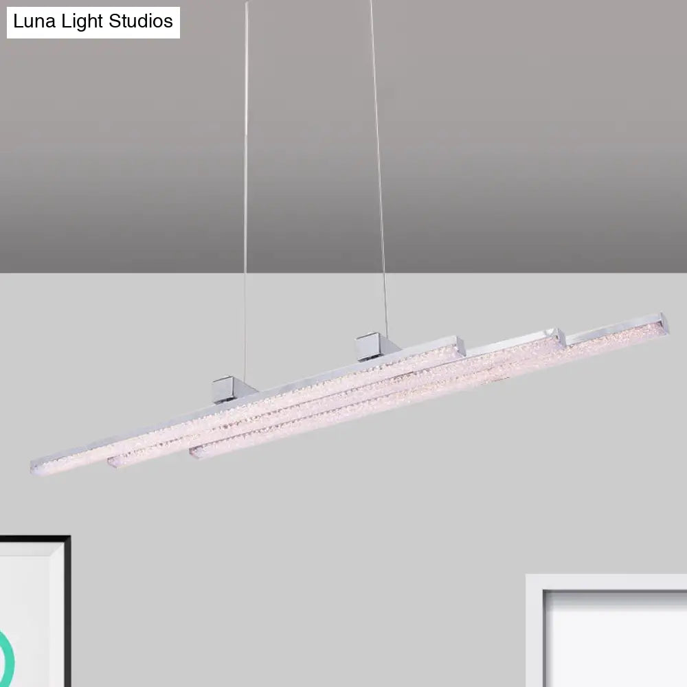 Modern Linear Crystal Hanging Chandelier With White Led Pendant Light - Bedroom Fixture