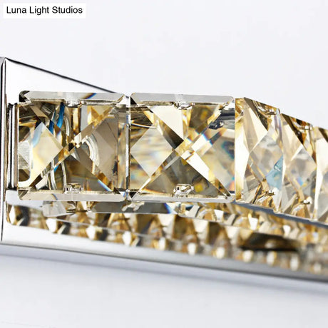 Modern Linear Wall Mounted Vanity Sconce For Bathroom - Clear/Amber Crystal Warm/White Light