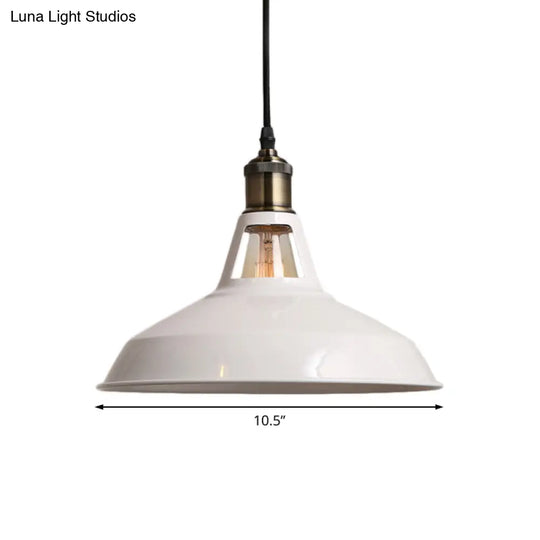 Modern Loft Style Barn Shade Pendant Ceiling Light 10.5’/12’/15’ W In Black/White For Dining