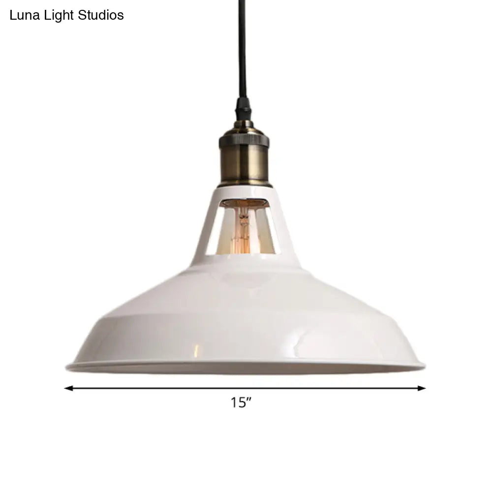Modern Loft Style Barn Shade Pendant Ceiling Light 10.5’/12’/15’ W In Black/White For Dining