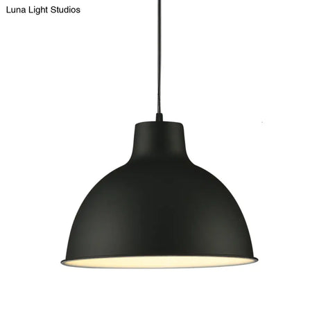 Modern Loft Style Dome Ceiling Light - 12’/14’ Dia Adjustable Cord Black/White