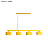 Modern Macaron Drum Chandelier: Metal Ceiling Lamp 4 Lights For Dining Table