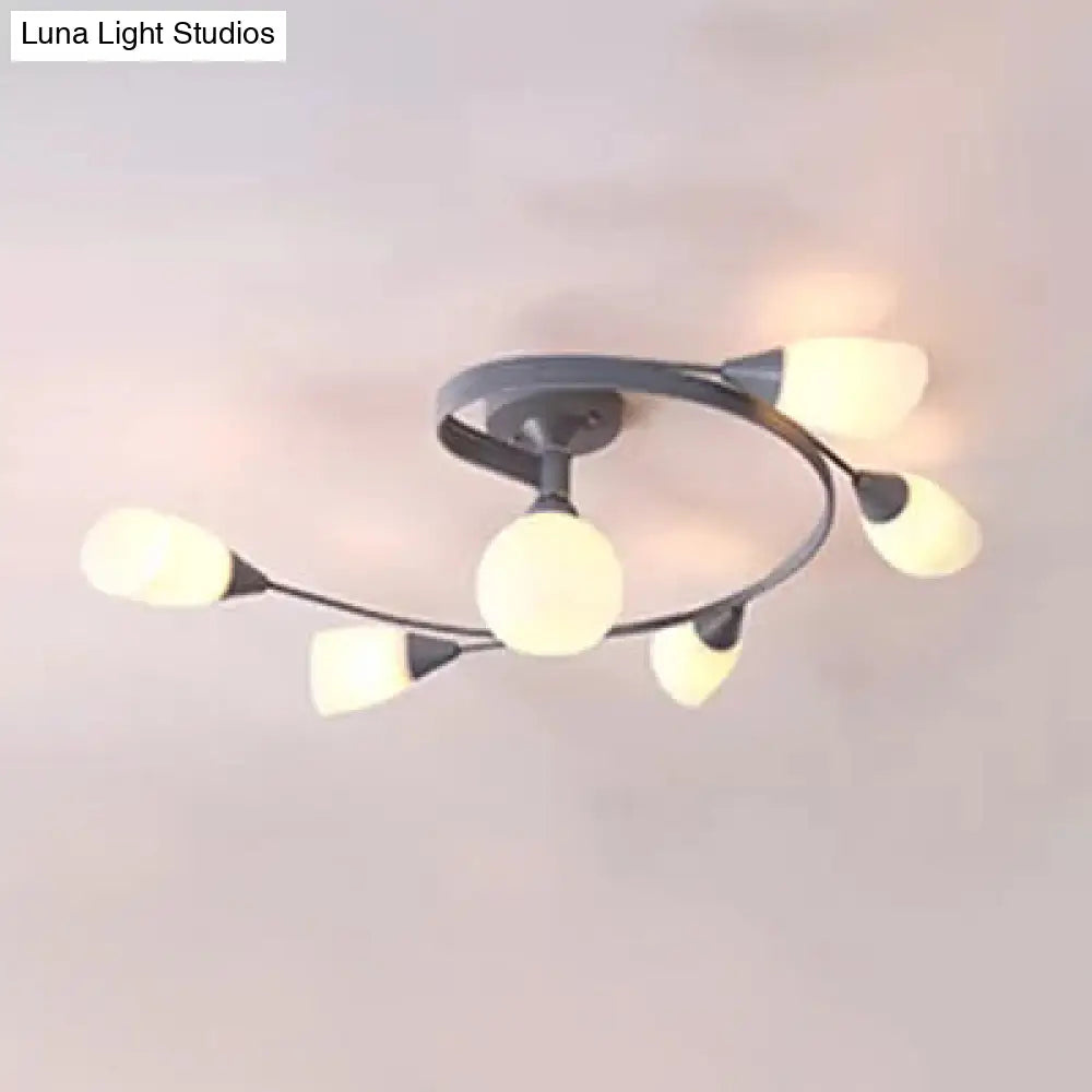 Modern Macaron Twist Semi-Flushmount Ceiling Light For Kitchen Opal Glass And Metal 6 / Grey
