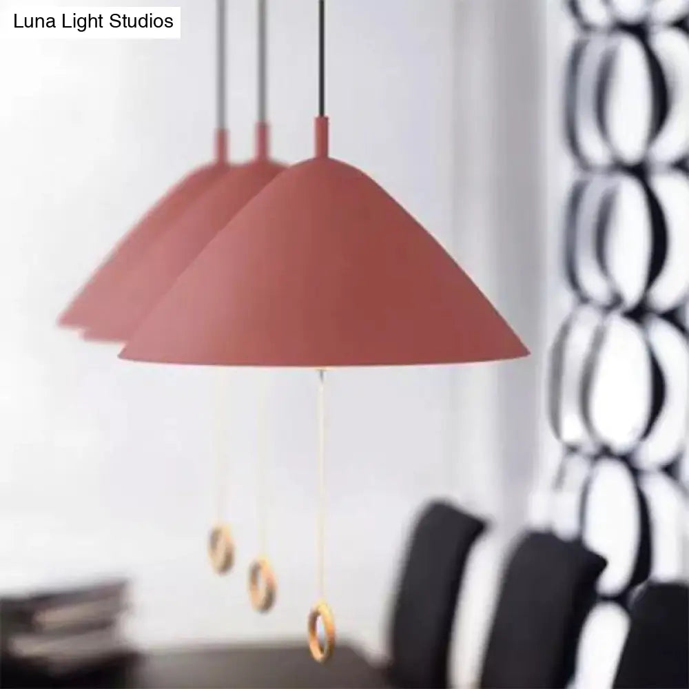 Modern Macarons Tapered Pendant Light With Metal Finish - 1-Light Lighting