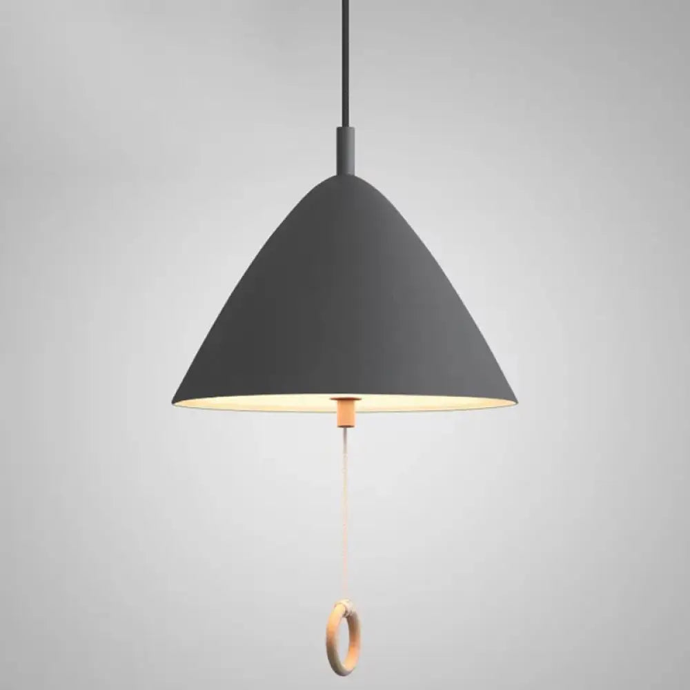 Modern Macarons Tapered Pendant Light With Metal Finish - 1-Light Lighting Grey / 11’
