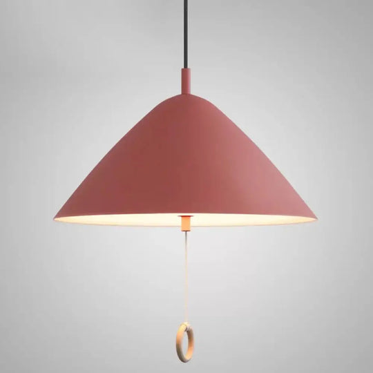 Modern Macarons Tapered Pendant Light With Metal Finish - 1-Light Lighting Red / 16’
