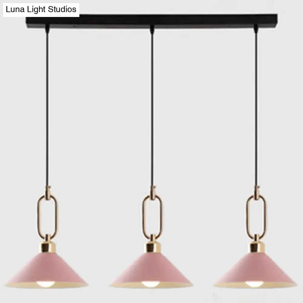 Modern Macarons Umbrella Pendant Light With Metal Ring - Stylish Lighting Pink / Linear