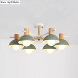 Modern Macaroon Dome Hanging Pendant Light Fixture With 6 Bulbs For Living Room