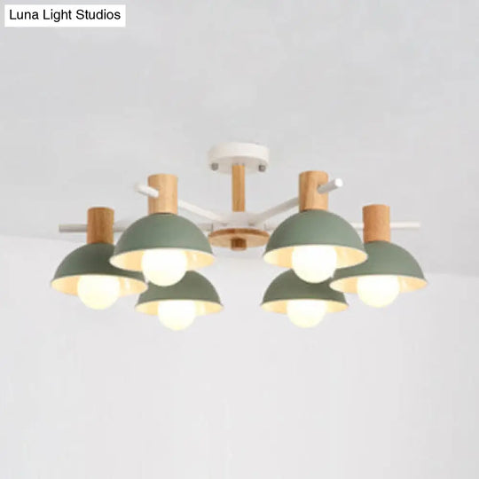 Modern Macaroon Dome Hanging Pendant Light Fixture With 6 Bulbs For Living Room