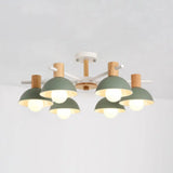 Modern Macaroon Dome Hanging Pendant Light Fixture With 6 Bulbs For Living Room Green