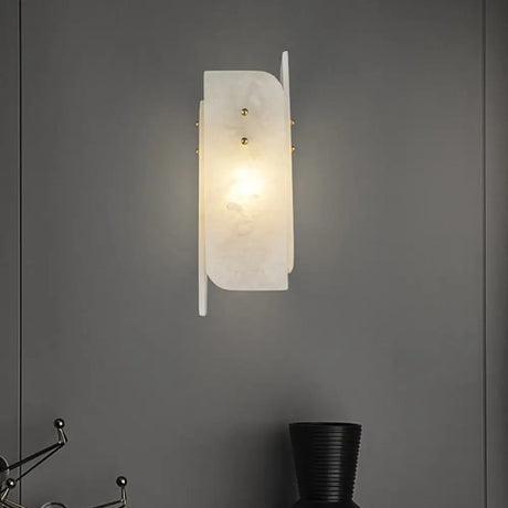 Modern Marble 1-Light Corner Wall Sconce Lamp In White