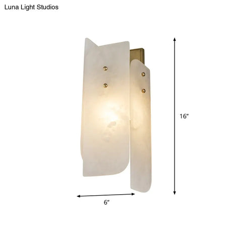 Modern Marble 1-Light Corner Wall Sconce Lamp In White