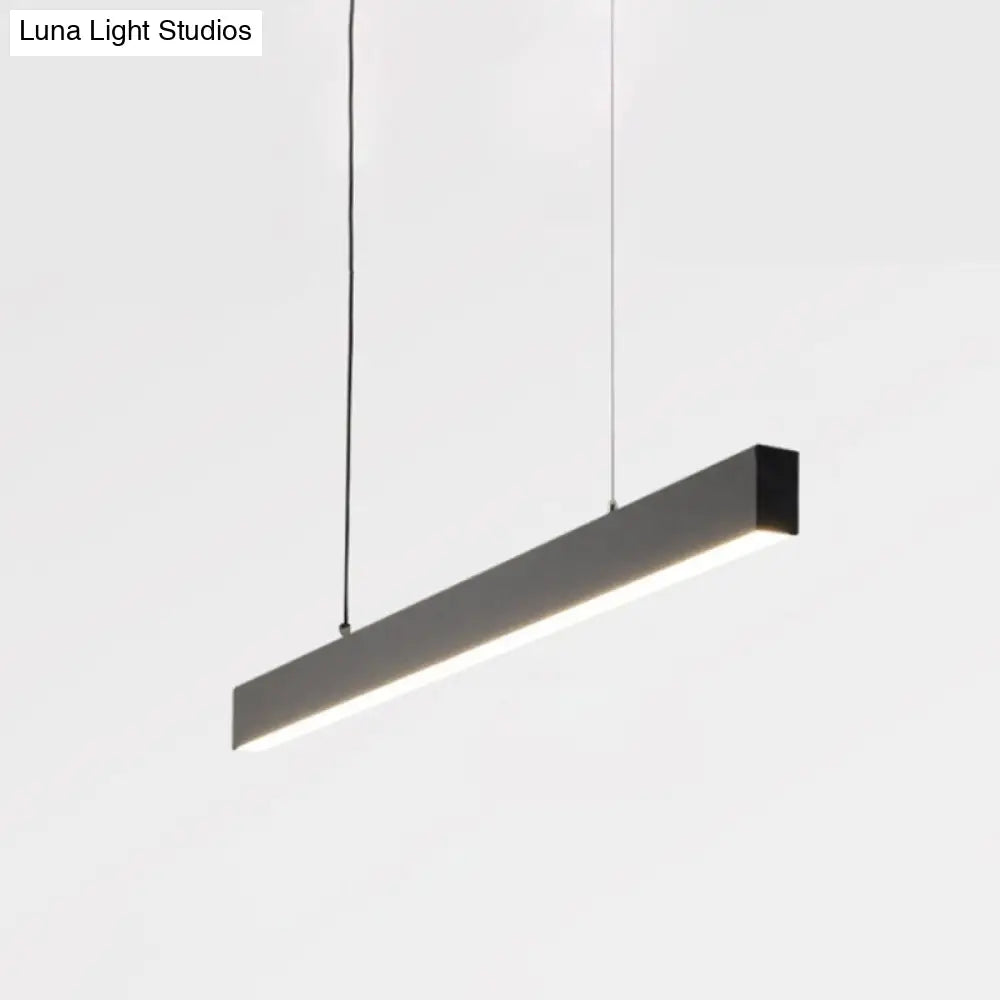 Modern Matte Black Led Dining Room Island Lighting - Simplicity Metal Hanging Light / White B