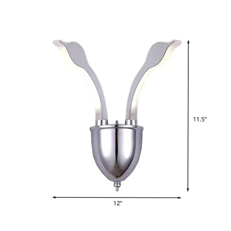 Modern Metal 2-Light Chrome Led Wall Sconce With Acrylic Shade In Warm/White Light By Swan Head