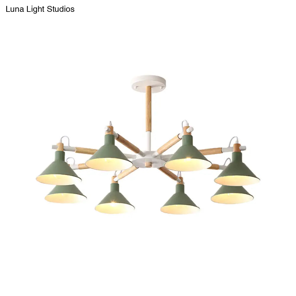 Modern Metal 8-Bulb Hanging Chandelier - Horn Shape Design For Living Room