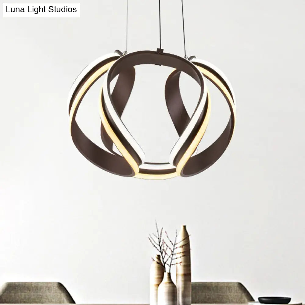 Modern Metal Coffee Led Chandelier Pendant Light Kit - Warm/White
