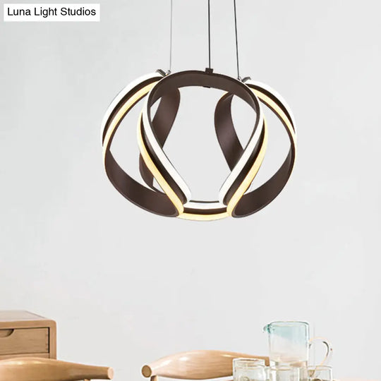 Modern Metal Coffee Led Chandelier Pendant Light Kit - Warm/White / Warm