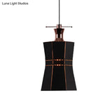 Modern Metal And Wood Pendant Light With Cylinder/Diamond Shade - 1 Black/White