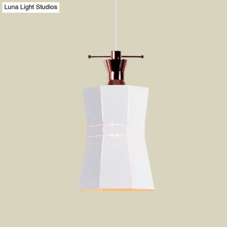 Modern Metal And Wood Pendant Light With Cylinder/Diamond Shade - 1 Black/White