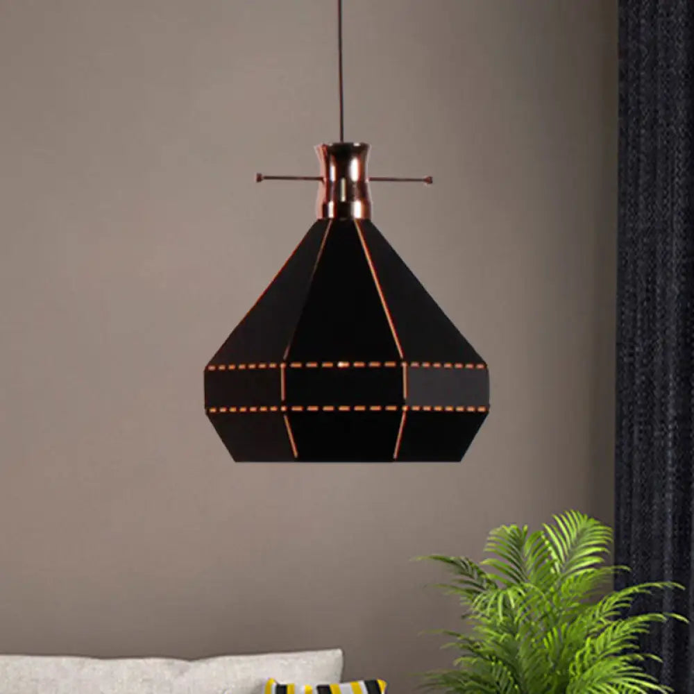 Modern Metal And Wood Pendant Light With Cylinder/Diamond Shade - 1 Black/White Black / C