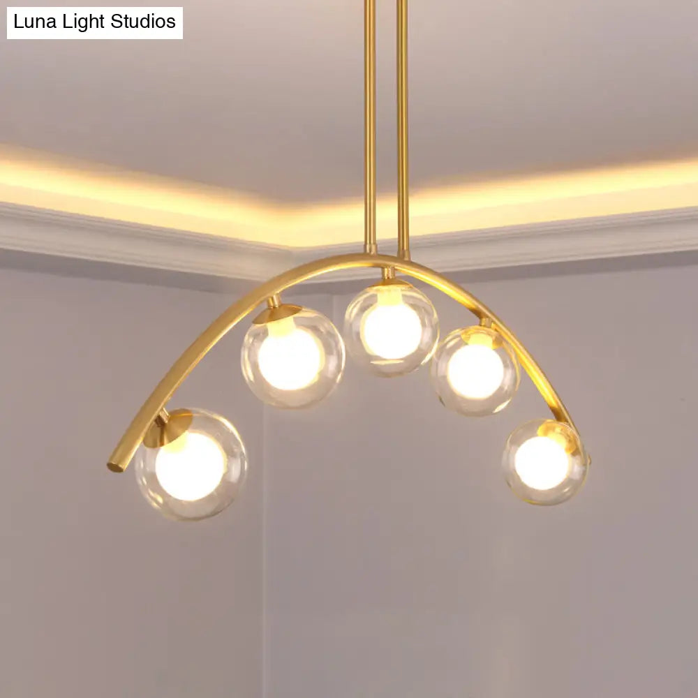 Modern Metal Arc Chandelier With Glass Ball Shades - 5/7/9 Lights Pendant Ceiling Light