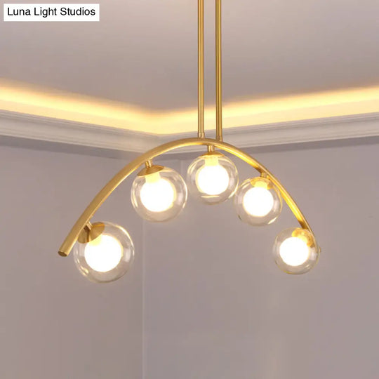 Modern Metal Arc Chandelier With Glass Ball Shades - 5/7/9 Lights Pendant Ceiling Light