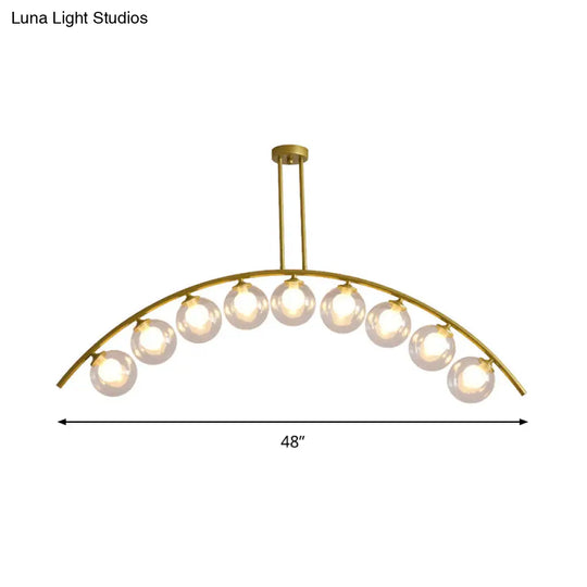 Modern Metal Arc Chandelier With Glass Ball Shades - 5/7/9 Light Pendant Ceiling Fixture