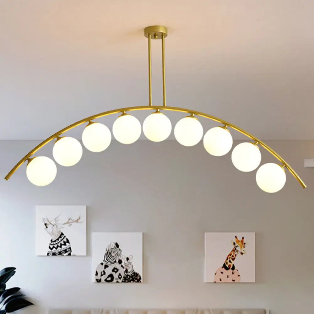 Modern Metal Arc Chandelier With Glass Ball Shades - 5/7/9 Lights Pendant Ceiling Light 9 / White