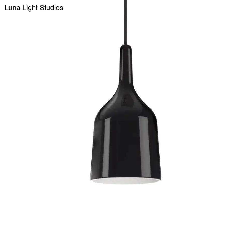 Modern Metal Bell Pendant Light - 6’/8’/10.5’ Wide 1 Black/White/Chrome Hanging Ceiling Lamp