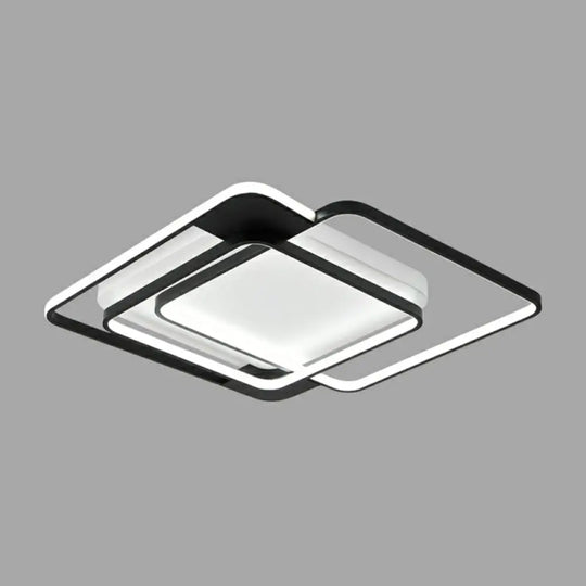 Modern Metal Black Led Square Flush Mount For Bedrooms / 20.5’ Third Gear