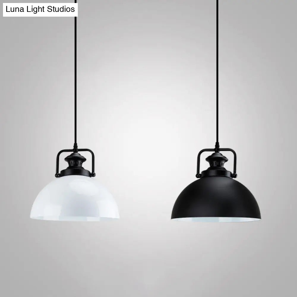 Industrial Geometric Metal Pendant Light With Black Finish And Single Bulb / F