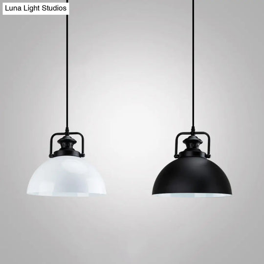 Industrial Geometric Metal Pendant Light With Black Finish And Single Bulb / F