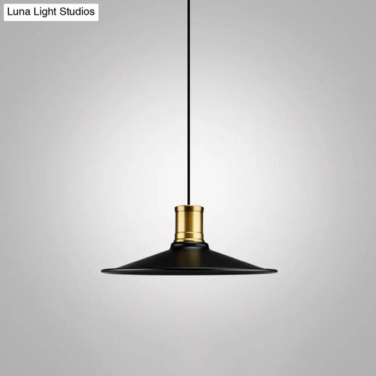 Industrial Geometric Metal Pendant Light With Black Finish And Single Bulb / C
