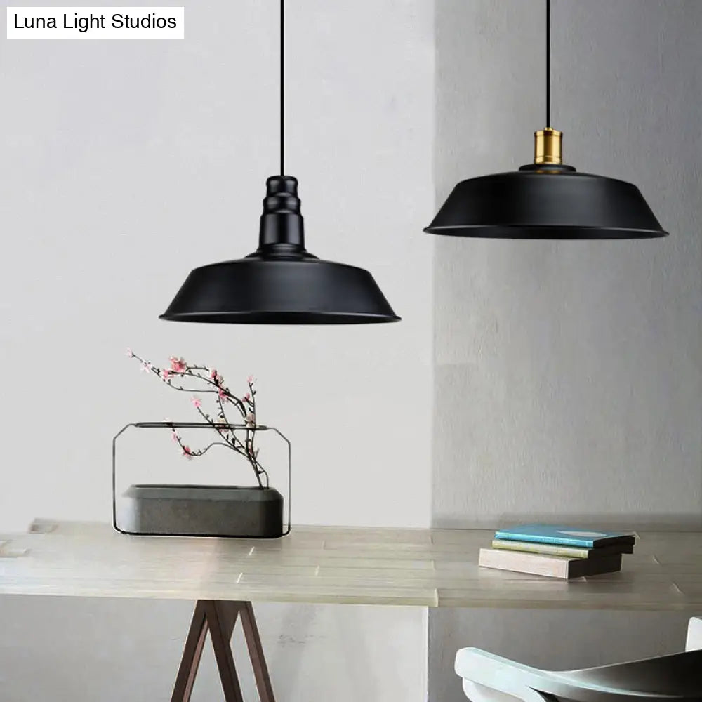 Modern Metal Black Pendant Light With Geometric Shade - Single Bulb Industrial Hanging Fixture