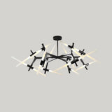 Modern Metal Branch Chandelier - 6/10/14 Lights Black/Gold Hanging Light For Living Room 24 / Black