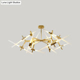 Modern Metal Branch Chandelier - 6/10/14 Lights Black/Gold Hanging Light For Living Room