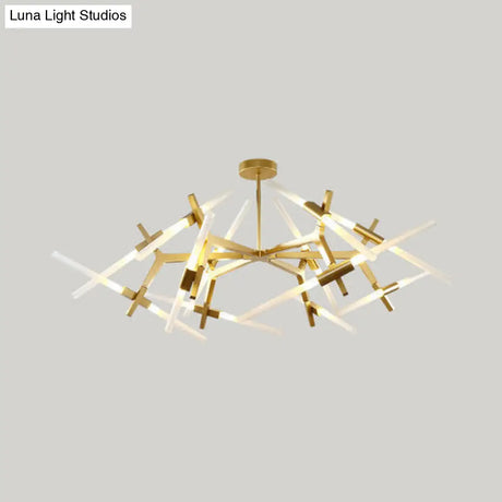 Modern Metal Branch Chandelier - 6/10/14 Lights Black/Gold Hanging Light For Living Room