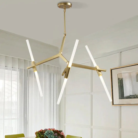 Modern Metal Branch Chandelier - 6/10/14 Lights Black/Gold Hanging Light For Living Room 6 / Gold