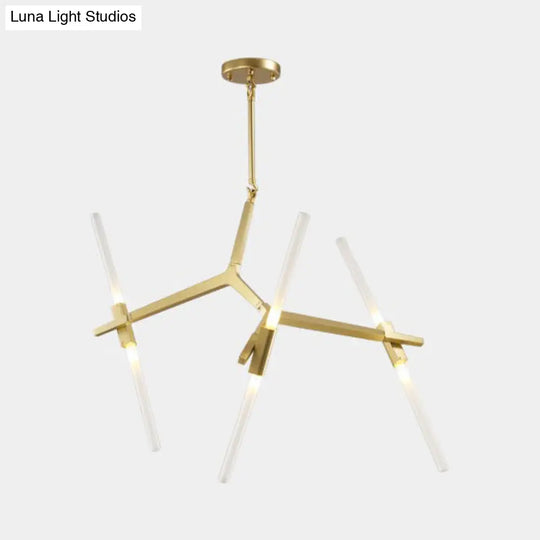 Modern Metal Branch Chandelier - 6/10/14 Lights Black/Gold Hanging Light For Living Room