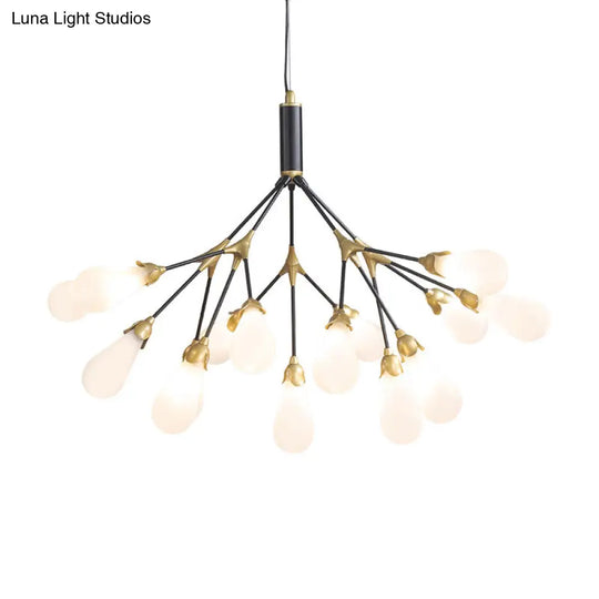 Minimalistic Led Branch Chandelier With Metallic Finish And Bulb-Shaped Glass 15 / Textured White