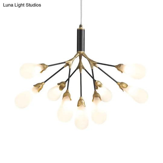 Minimalistic Led Branch Chandelier With Metallic Finish And Bulb-Shaped Glass 9 / Textured White