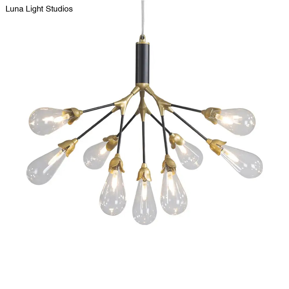 Modern Metal Branch Chandelier Pendant Light With Bulb-Shaped Glass - Minimalist Led Lighting
