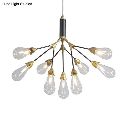 Modern Metal Branch Chandelier Pendant Light With Bulb-Shaped Glass - Minimalist Led Lighting