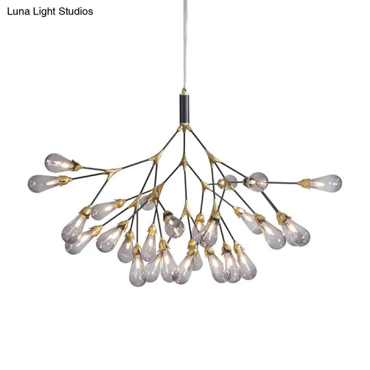 Modern Metal Branch Chandelier Pendant Light With Bulb-Shaped Glass - Minimalist Led Lighting