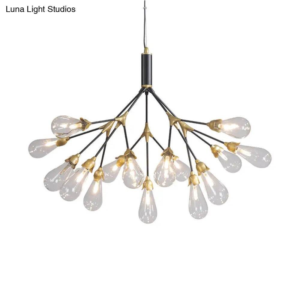 Minimalistic Led Branch Chandelier With Metallic Finish And Bulb-Shaped Glass 15 / Clear