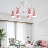 Modern Metal Ceiling Lamp With Antler Design - Barrel Semi Flush Light For Living Room 6 / Pink