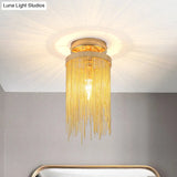 Modern Metal Chain Semi Flush Mount Lamp - 1 Light Ceiling Fixture For Living Room In