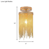 Modern Metal Chain Semi Flush Mount Lamp - 1 Light Ceiling Fixture For Living Room In